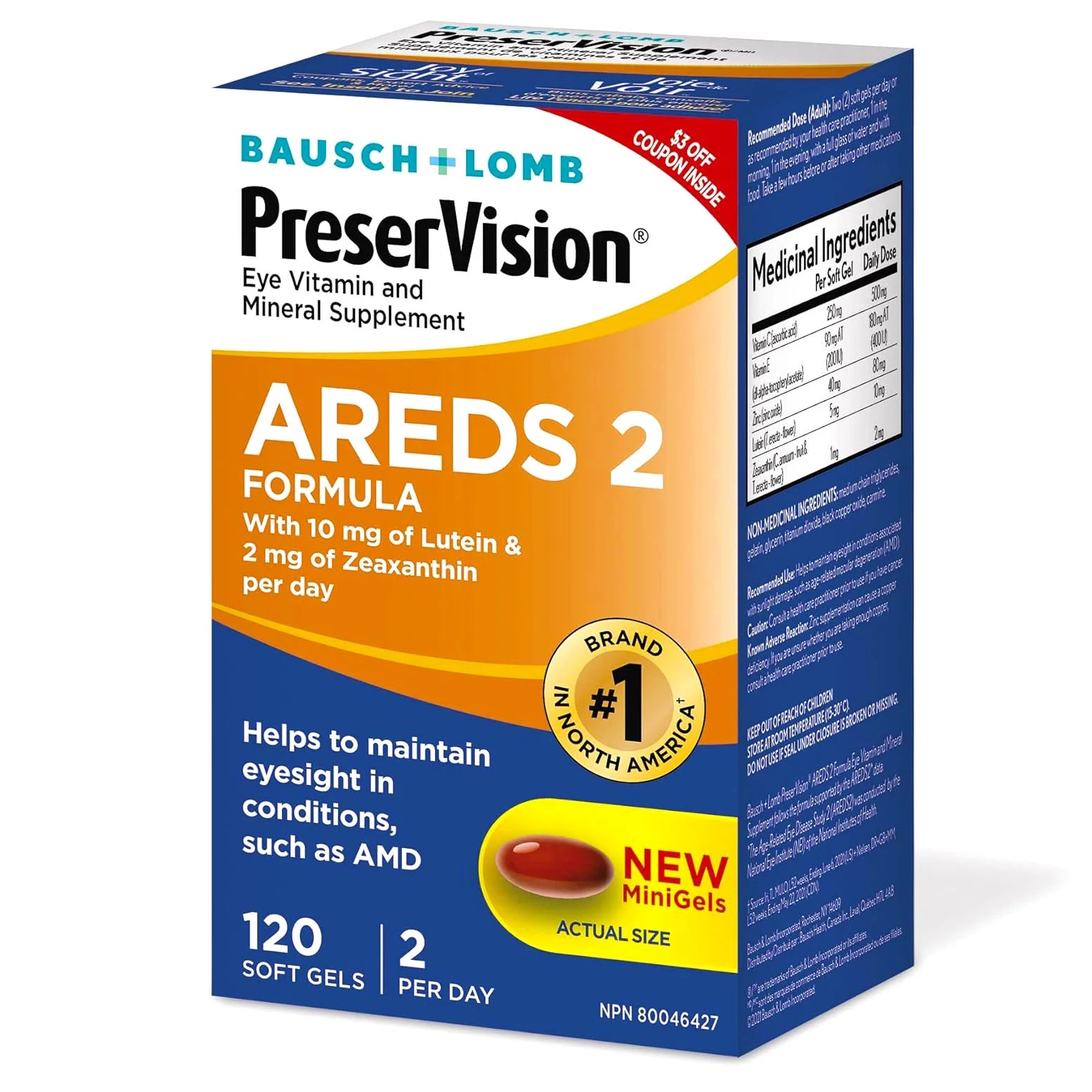 PreserVision AREDS 2 Eye Vitamin & Mineral Supplement 120 pills